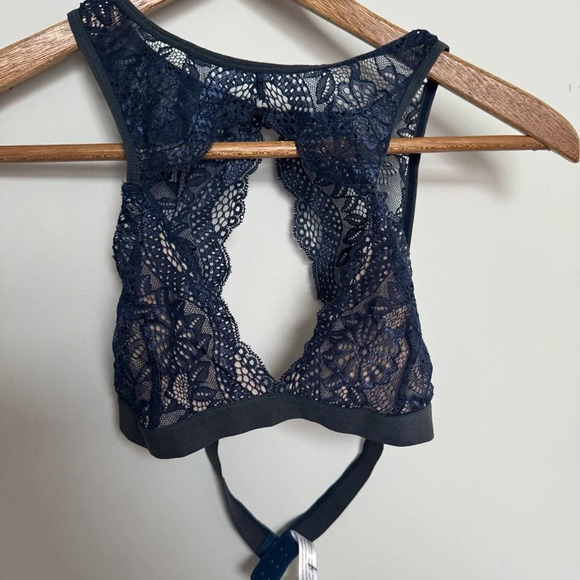NWT La vie en Rose Lace Bralette in Navy Blue S - Picture 2 of 5